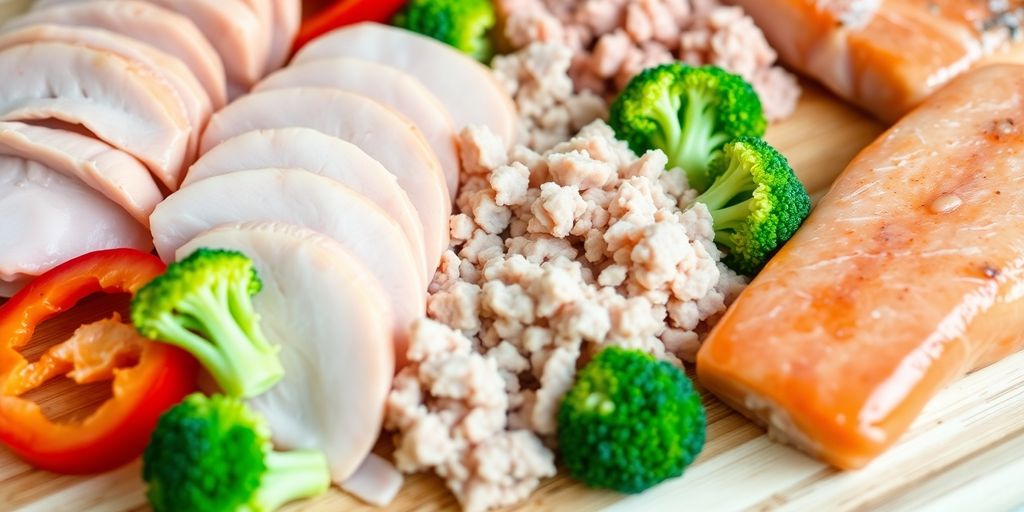 Lean meats and fresh vegetables.