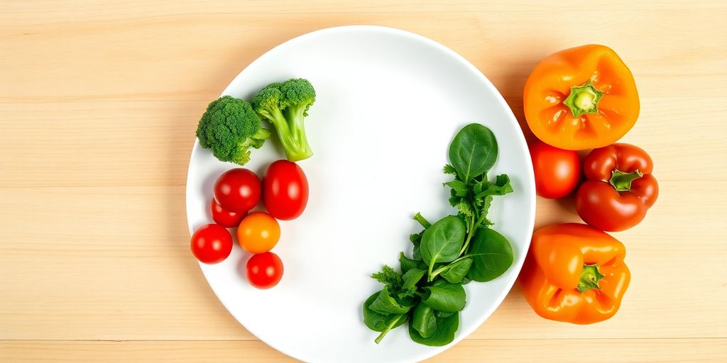 Colorful plate of fresh, healthy food.