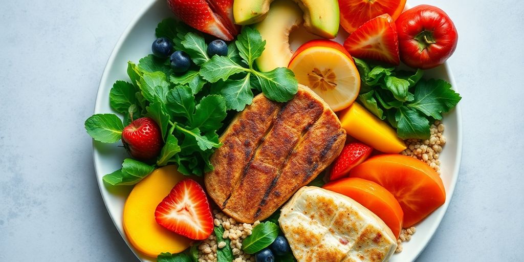 Colorful plate of PCOS-friendly foods.