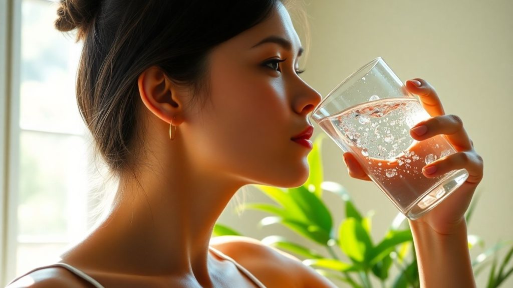 Woman drinking water from a glass