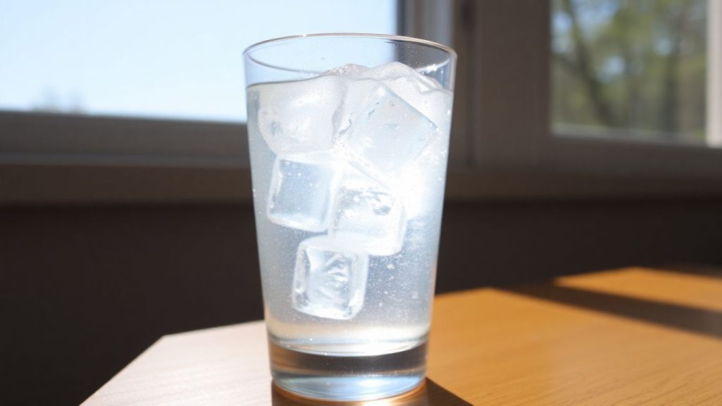 Glass of water with ice cubes